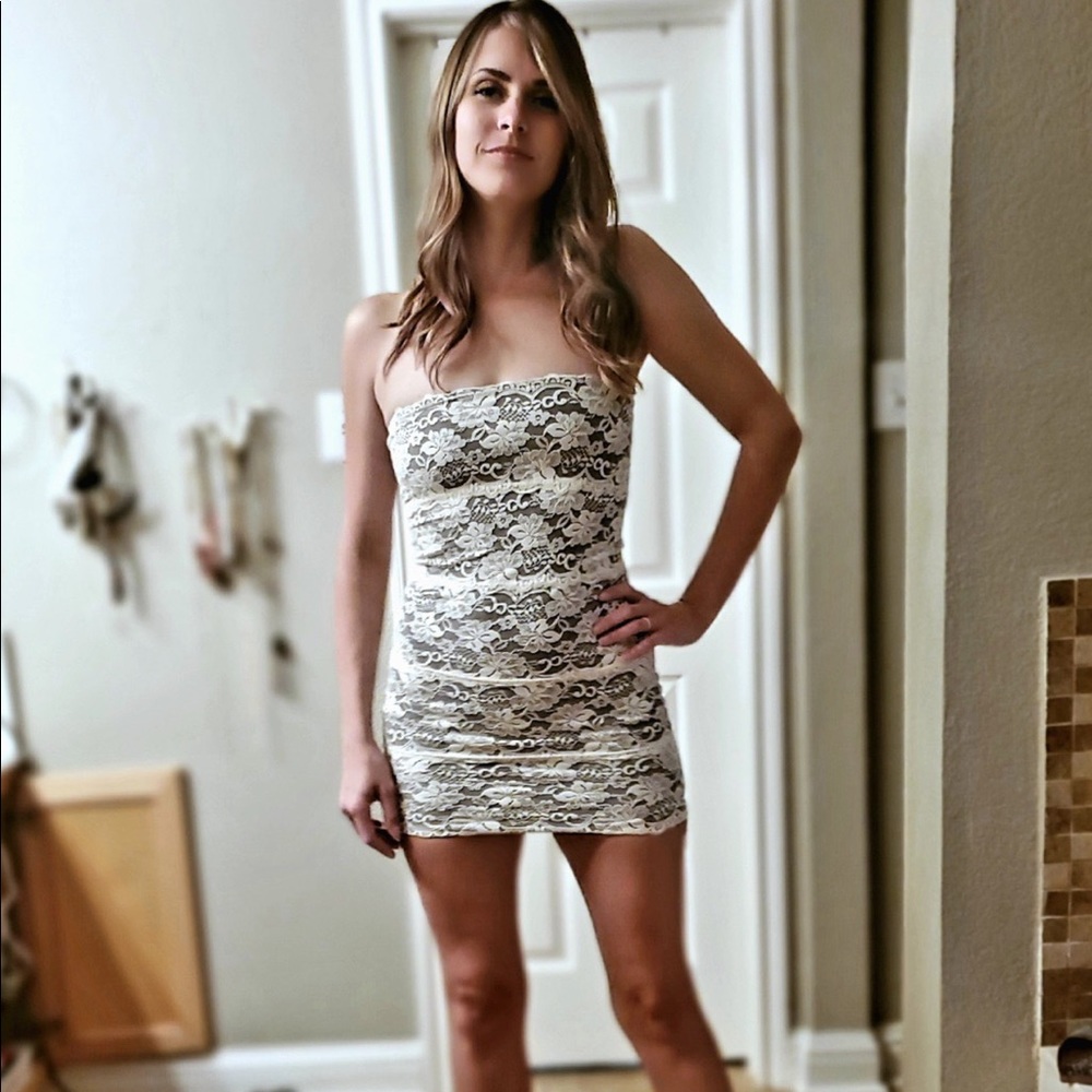 White lace mini dress